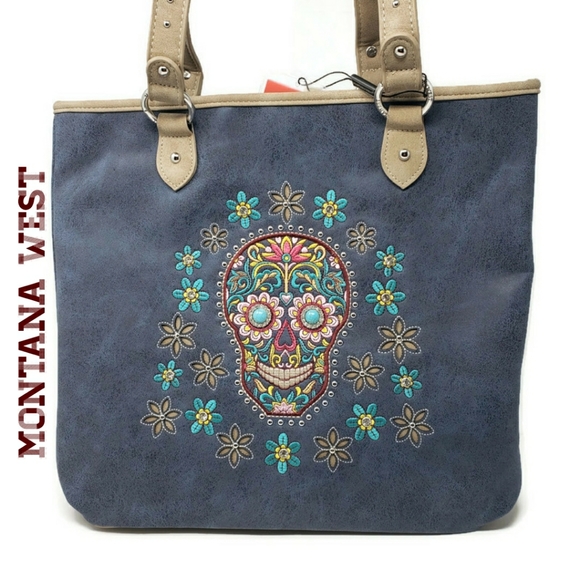 New - Montana West Sugar Skull Collection Concealed Carry Tote - Picture 1 of 7